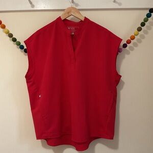 FIGS pop red scrub top large